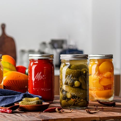 Esrentle Wide Mouth Mason Jars 32 oz - 12 Pack Large Glass Mason Jars with Airtight Lids and Bands, 1 Quart Glass Jars for Pickling, Canning, Fermenting and Food Storage, Microwave & Dishwasher Safe - color: 32 oz-12Pack-Mason