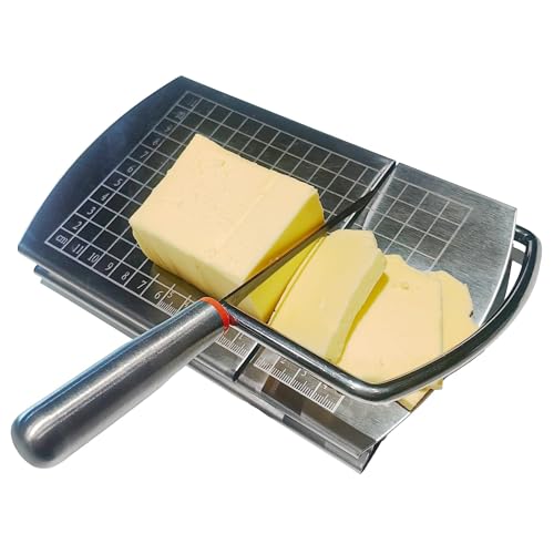 Multipurpose Cheese Slicers, Stainless Steel Cheese Cutter with Blade for Block Cheese, silver