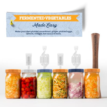 Wide Mouth Mason Jar Fermentation Lids - Turns Your Jar Into A Fermentation Vessel - Lid With Hole & Grommet For Airlock - Fits Wide Mouth Mason Jars (4 Lids & 4 S-Style Airlocks) - style: 4 Lids & 4 S-Style Airlocks