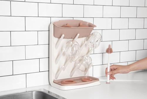 Emulait Ubbi Vertical Drying Rack, Baby Accessory, Space Saving Countertop with Cleaning Brush