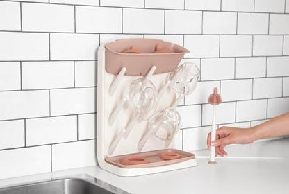 Emulait Ubbi Vertical Drying Rack, Baby Accessory, Space Saving Countertop with Cleaning Brush