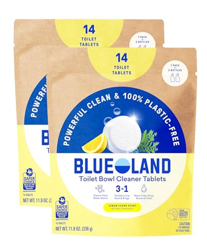 BLUELAND Toilet Bowl Cleaner Tablets, 14 Count (Pack of 2), Lemon Cedar, Plastic-Free, No Harsh Chemicals, Plant-Based, Septic-Safe, Removes Lime, Rust, Hard Water and Toilet Ring Stains - size: 14 Count (Pack of 2)