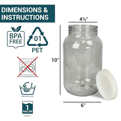 1 Gallon Large Plastic Jar with Lid (1 Pack) - Food Safe & Air Tight - Clear Storage Gallon Container with Lid - Wide Mouth Food Storage Containers - Large Candy Jar for Kitchen & Pantry Organization - size: 1 Pack
