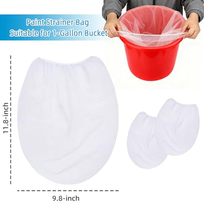10 Pcs Paint Strainer Bags 1 Gallon- Premium Nylon Paint Filter with Elastic Top, Fine White Mesh for Smooth Painting & Gardening, Disposable Strainer for Paint Bucket & Hydroponics