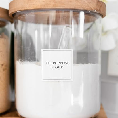 Pantry Labels for Food Containers, 156 Preprinted Kitchen Labels for Storage Bins and Glass Jars, Waterproof Removable Organizing Stickers for Food and Pantry Essentials - style: Modern White Pantry Labels
