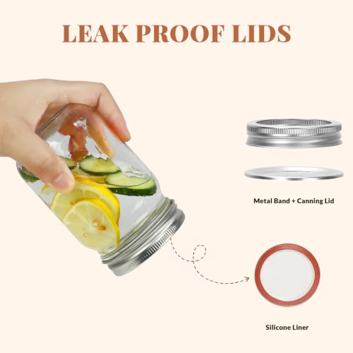 CycleMore 20 Pcs 12oz Glass Mason Jars With Silver Separable Lids, 350ml Round Canning Jars for Honey, Jam, Herb, Wedding Favor, Kitchen Storage Wide Mouth Bottles for Crafts, Meal Prep - size: 12oz - 20 Pack