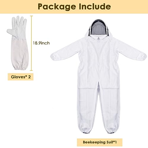 Professional Bee Suit for Men Women with Gloves, Full Body Beekeeping Suit with Ventilated Hood, Bee Outfit for Backyard Beginner Beekeepers XL - size: XL for 5'7"-5'11"