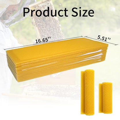 30pcs Beeswax Sheets for Beekeeping Candle Making, DIY Craft Supplies | Beeswax Sheets Foundation for Beekeeping Candle Making Wax Honeycomb Frames DIY Bee Frames Kit Honey Rolled