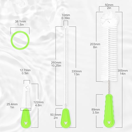 Rnoafmu Bottle Brush Cleaner Set of 3, 14 in Long Handle Water Bottle & 13 in Straw Cleaner Brush for Tumblers,Sports Bottles,Coffee Jugs & Pitchers