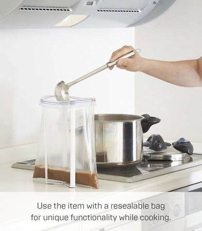 YAMAZAKI Home Tower Kitchen Multi Eco Stand - Multifunctional Plastic Bag Holder Bottle Dryer - Steel - color: White