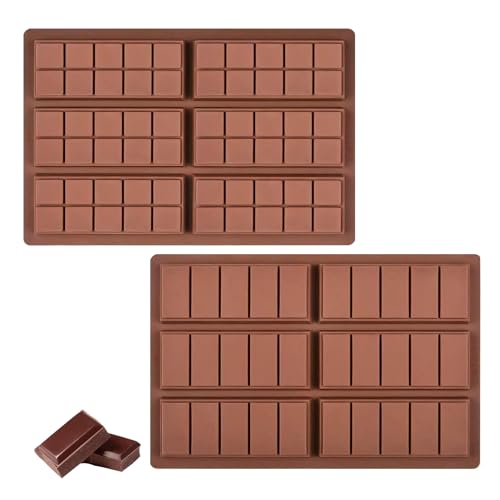 2 Pieces Silicone Break Apart Chocolate Moulds,Silicone Square Mold,Non-Stick Candy Chocolate Bar Mold,Reusable Candy Protein Silicone Chocolate Mold （D） - color: 2pcs