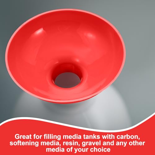 Vesici Extra Large Wide Mouth Funnel 2.5" x 10" Multi Purpose Filling Funnel Plastic Reusable for Water Softener Resin Tanks Carbon Media Jar Filling Use(Red,2 Pack) - color: Red