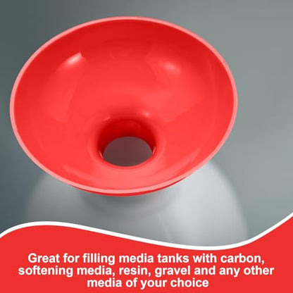 Vesici Extra Large Wide Mouth Funnel 2.5" x 10" Multi Purpose Filling Funnel Plastic Reusable for Water Softener Resin Tanks Carbon Media Jar Filling Use(Red,2 Pack) - color: Red