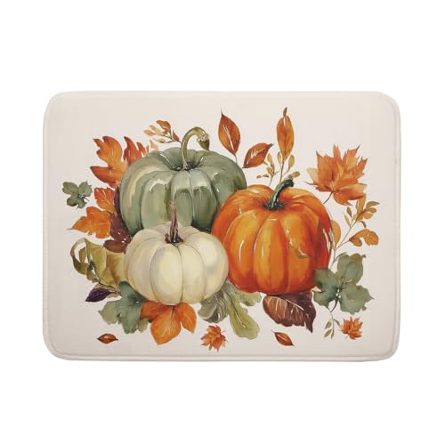 Giwawa Fall Pumpkin Dish Drying Mat Autumn Leaves Absorbent Dishes Pad 18x24 Inch Seasonal Microfiber Dish Drainer Rack Mat for Kitchen Countertop - color: Fall Pumpkin, size: 18x24 inch