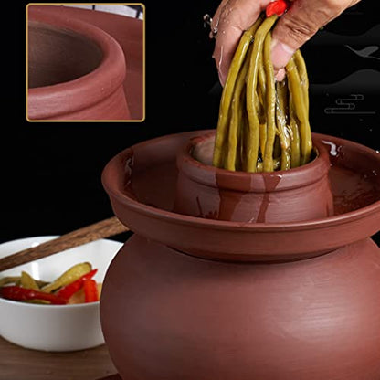 ZHOUXIAO Large Pickle Jar Ceramic Jar with Lid,Traditional Chinese Fermentation Kit Crock with Water Seal Airlock Lid, Fermentation Jar for Pickles,Sauerkraut,Kombucha Jar 6KG