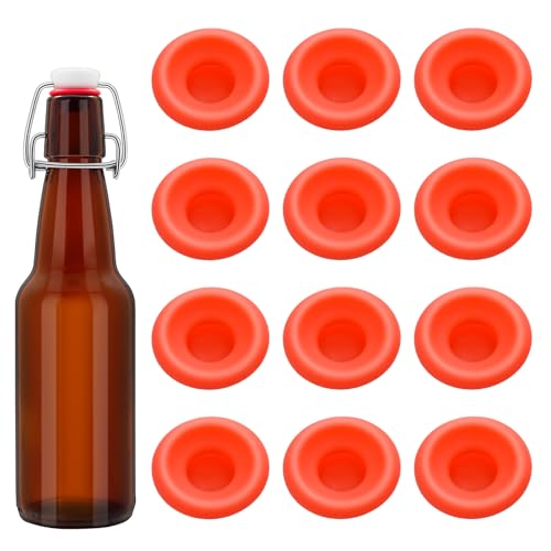 12 PCS Silicone Bottle Cap Gaskets, Replacement Seals for Swing Top Bottles, Flexible & Durable, Reusable, Red Full Cover Design(Red Full Cover) - color: Red Full Cover