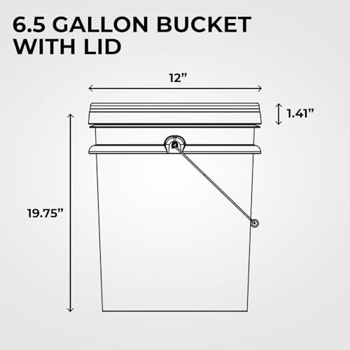 6.5-Gallon White Bucket Pail Container with Lid | Food Grade | Heavy-Duty Approx 90 MIL Extra Durable | Metal Handles with Plastic Grip | Multi-Use | Easy Stack and Store | BPA Free - 1 Pack - color: White - 6.5 Gallons, size: 1 Packs