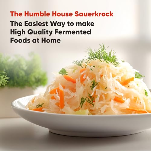 Humble House Fermentation Crock 1/2 Gallon Sauerkrock Sauerkraut Crock with Lid Weights & Pounder - Red Ceramic Fermenting Crock Kit for Pickling Cabbage Kimchi Vegetables 2 Liter Fermentation Jar - color: Heirloom Red