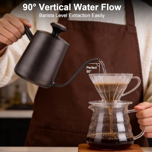 Generic Pour Over Kettle 304 Stainless Steel Gooseneck Kettle with thermometer, Good-Grade Easy-Clean, Suitable for Pour-over Coffee, French Press and Tea, 600ml - size: 600ML