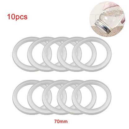 Silicone Jar Gaskets Leak Proof and Airtight 10 Pack for 70mm and 86mm Can Lids White (70mm) - size: 70mm