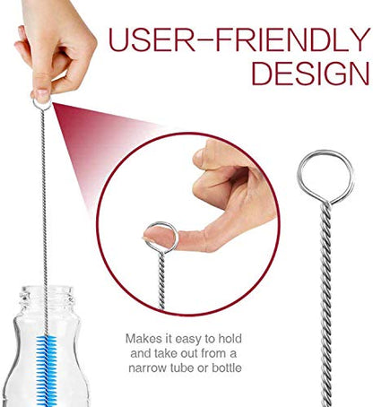 Long Straw Brush Cleaner (10 Pack), Flexible Nylon Tube Cleaning Brushes with 0.4" Bristles, Rust-Proof Stainless Steel Wire Washer for Reusable Tumblers, Sports Bottles & Pipes (10 Inch) - color: Blue