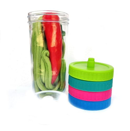 4 Pcs Fermentation Lids - waterless Airlock Fermenting for 86mm Wide Mouth Mason Jar（Jars Not Included） - size: Lids Only