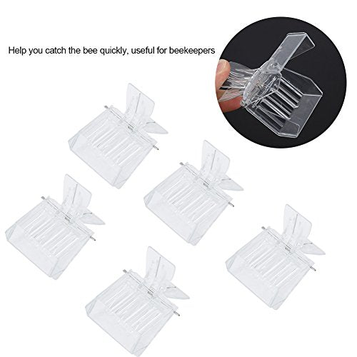 GLOGLOW 5-Pack Transparent Bee Cage Catcher for Queen Marking Hive Inspection & Bee Management Plastic Beekeeping Tool