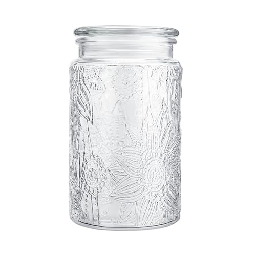 Adodeen 32oz Vintage Glass Jar With Lid, Glass Storage Containers, Airtight Kitchen Storage Containers For Sugar, Coffee, Tea, Spice, Flour, Candy Cookie, Pasta, Cereal, Cute Decorative Jars - color: Glass Lid-Sunflower-32oz