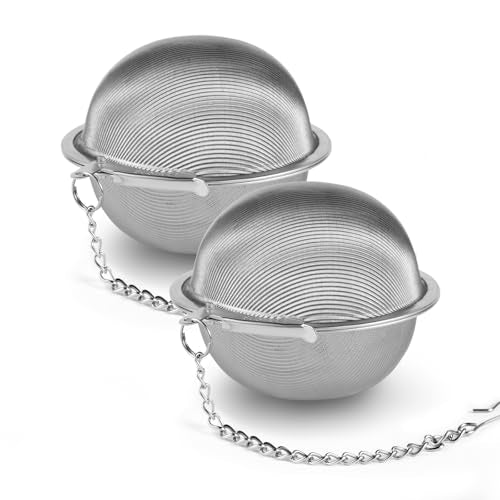 304 Stainless Steel Tea Strainers for Loose Tea Infuser Ball, Extra-Fine Mesh Tea Ball, Tea Holder Loose Leaf Tea Steeper, Tea Diffuser for Rooibos, Black Tea, Herbal & Spices (Large x 2) - size: Large - 2 Pack