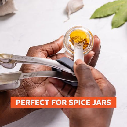 Full Circle Level Up Precision Stainless Steel Measuring Spoons, 4-Piece Set - 1/4 tsp, 1/2 tsp, 1 tsp, and 1 Tbsp - Perfect for Spice Jars - Dishwasher Safe - style: Measuring Spoons 4pc