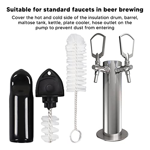 6Pcs Beer Faucet Cover 6Pcs Beer Tap Plug Brush 3 Long Cleaning Brush Draft Beer Tap Cover Tap Plug Beer Brush Beer Tap Clean for Most Standard American Draft Beer Faucet