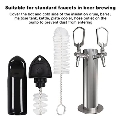 6Pcs Beer Faucet Cover 6Pcs Beer Tap Plug Brush 3 Long Cleaning Brush Draft Beer Tap Cover Tap Plug Beer Brush Beer Tap Clean for Most Standard American Draft Beer Faucet