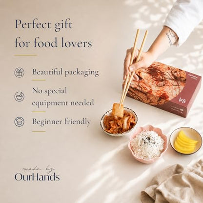 Kimchi Making Kit By OurHands - Fermentation Kit to Make Your Own Vegan Kimchi With Seaweed, Korean Pepper Flakes and Recipes