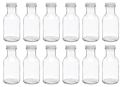 North Mountain Supply 8 Ounce Glass Stout Sauce Bottle - with 38mm White Metal Lids - Case of 12
