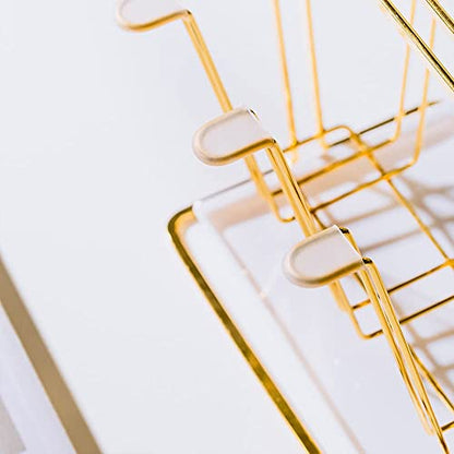 Metal Cup Drying Rack with 6 Hooks | Bottle Drying Rack with Drain Tray,Coffee Mug Holder,Mug Organizer Golden - color: Gold