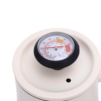Pour Over Kettle with Thermometer, 304 Stainless Steel Drip Kettle 600ML, Long Spout Precise Control Wood Handle, for Home Coffee Tea Brewing Barista Use (White) - color: White