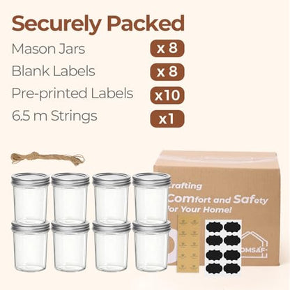 ComSaf 16 oz Wide Mouth Mason Jars Bulk Set, 8 Pack Jars with Lids | Clear Body, Salad Prep, Pickles, Overnight Oats, Honey, Candle Making, Wedding Favors - size: 16oz*8 wide mouth