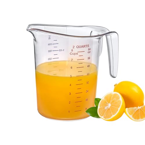 Amazing Abby - Melissa - 64-Ounce Plastic Measuring Pitcher (1-Pack), 8-Cup (2-Quart) Food-Grade Measuring Jug, Unbreakable, Stackable, Dishwasher-Safe, Great for Oil, Vinegar, Flour, and More - style: 1-Pack