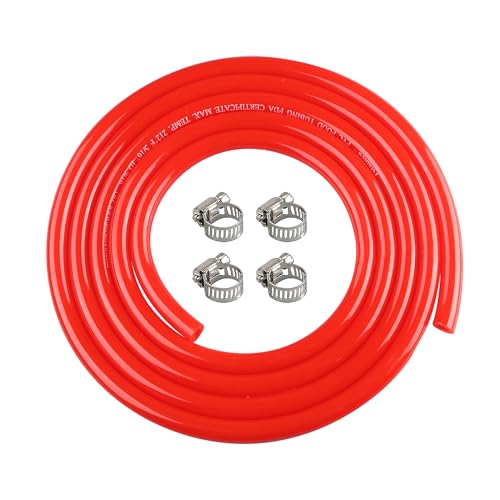 20FT CO2 Gas Line 5/16" ID 9/16" OD CO2 Vinyl PVC Tubing with Hose Clamps Replacement Hose Kit for Home Brewing, Gas Manifold, Keg Regulator by GWENBHMTOOL - color: Red