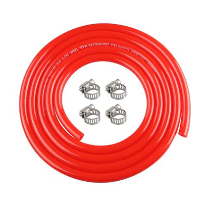 20FT CO2 Gas Line 5/16" ID 9/16" OD CO2 Vinyl PVC Tubing with Hose Clamps Replacement Hose Kit for Home Brewing, Gas Manifold, Keg Regulator by GWENBHMTOOL - color: Red