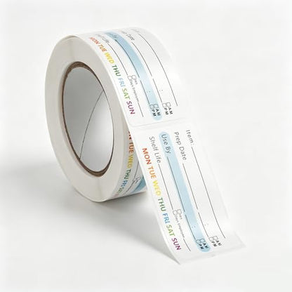 500 Pcs Food Labels Removable Dissolvable Stickers Food Date Labels Stickers, Water/Oil/Tear Resistant Freezer Pantry Label with Perforation Line No Residue Left for Foods Containers Jars Kitchen