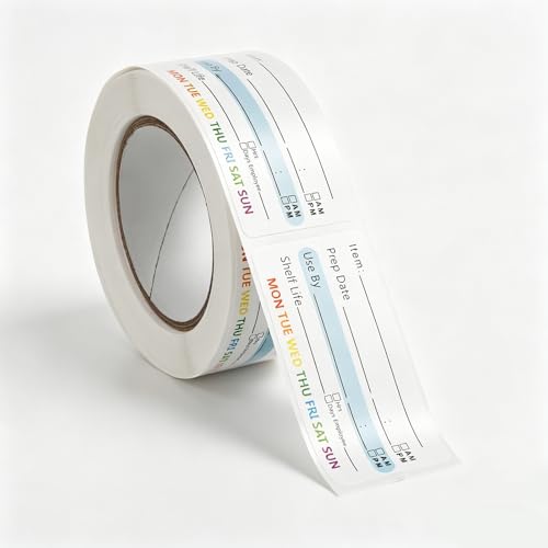 500 Pcs Food Labels Removable Dissolvable Stickers Food Date Labels Stickers, Water/Oil/Tear Resistant Freezer Pantry Label with Perforation Line No Residue Left for Foods Containers Jars Kitchen