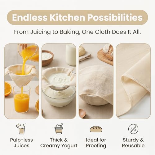 Grade 90 Cheese Cloth for Straining & Cooking,40x40 Inch,Hemmed Edges,100% Unbleached Cotton for Basting Turkey, Canning, Straining, Cheesemaking