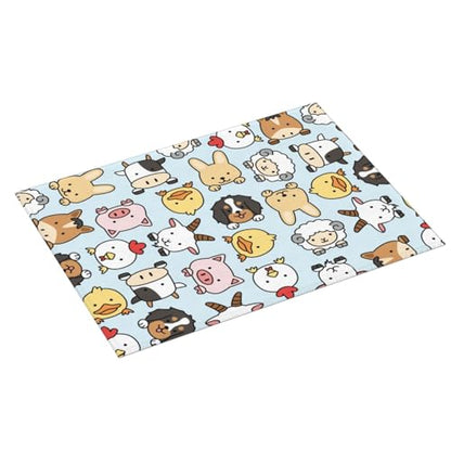 Cute Farm Animals Blue Dish Drying Mat for Kitchen Counter, Farmhouse Rustic Cow Sheep Duck Microfiber Drying Pad, Absorbent Coffee Cup Dishes Drainer Mats 18"x24" - color: Farm Animal