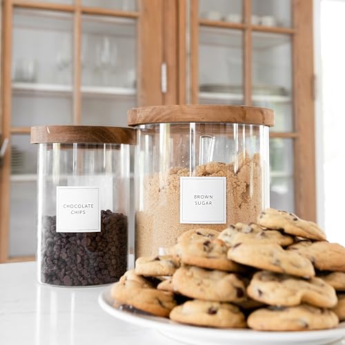 Pantry Labels for Food Containers, 156 Preprinted Kitchen Labels for Storage Bins and Glass Jars, Waterproof Removable Organizing Stickers for Food and Pantry Essentials - style: Modern White Pantry Labels