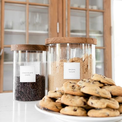 Pantry Labels for Food Containers, 156 Preprinted Kitchen Labels for Storage Bins and Glass Jars, Waterproof Removable Organizing Stickers for Food and Pantry Essentials - style: Modern White Pantry Labels