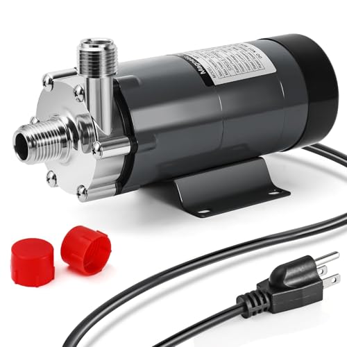 MRbrew Wort Pump Stainless Steel for Wort Transfer, Magnetic Beer Pump Brew with 1/2” NPT Thread Head, Quiet Operation & Excellent High Temperature Resistance System Beer Brewing Kit (Grey) - size: Grey Pump
