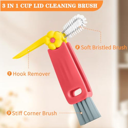 Wanme 3 in 1 Cup Lid Gap Cleaning Brush Set, Multifunctional Bottle Cleaning Brush, Cup Lid Gap Cleaner, Home Kitchen Crevice Brush Tools
