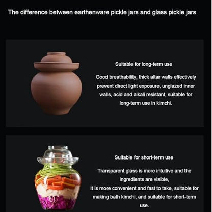 Natural Unglazed Ceramic Fermentation Crock Jar Kit,Sauerkraut Crock, Chinese Porcelain Pickle Jar with Water Seal Airlock Lid,Pickle Jar for Pickling Pickles 6Kg*1