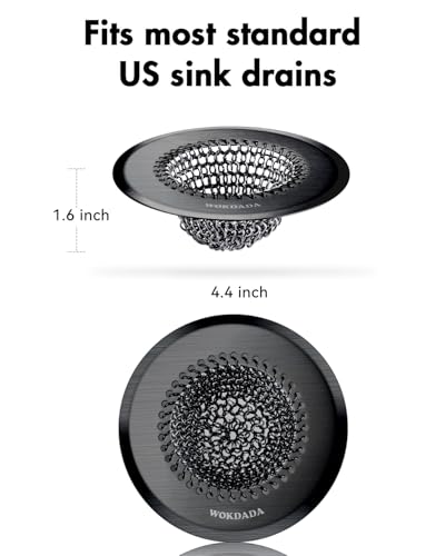 Sink Drain Strainer, Reversible Mesh Sink Strainer with 304 Stainless Steel, Wokdada Revolutionary Anti-Rust Kitchen Sink Drain Strainer for Garbage Disposal Food Catcher (Black) - color: Dark Strainer